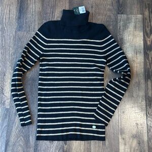 Lauren Ralph Lauren Black & GoldStriped Turtleneck Sweater